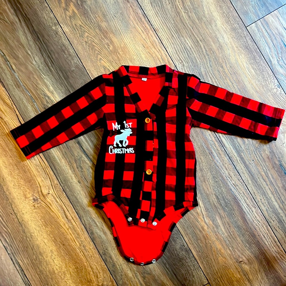 6-9 month infant boys first Christmas outfit